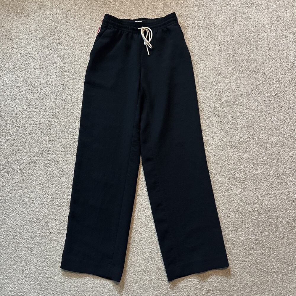 Aritzia Wilfred Straight Trousers Black w/ Side Stripe High Rise Size XS